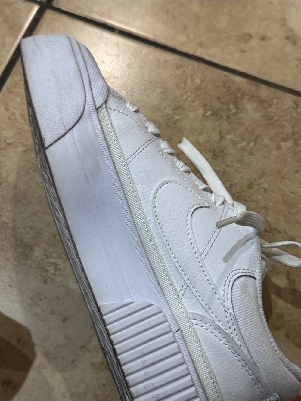 Nike Women’s All-White Low Platform Sneakers - Picture 4 of 5